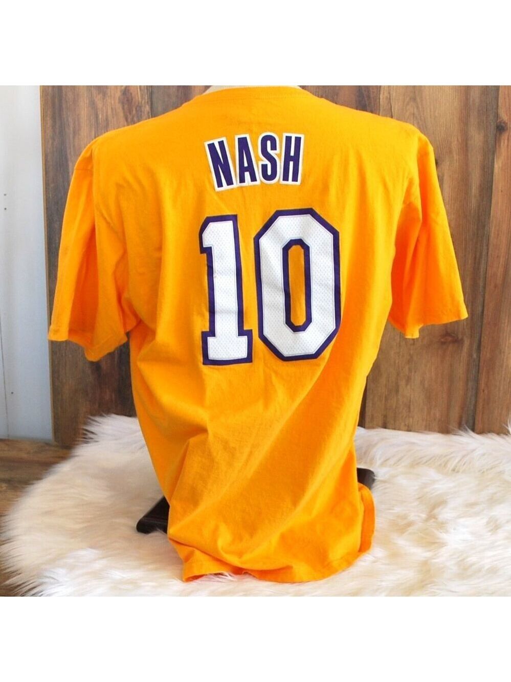 NBA Lakers Adidas T Shirt Tee Yellow Purple Nash 10 XL